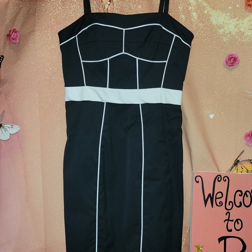 BLACK HALO BLACK WHITE DESIGNER DRESS